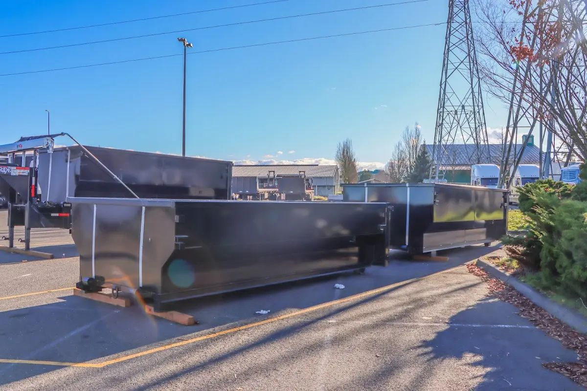 Roll-off dumpster ready for waste disposal at job site for 12 Yard Dumpster Rental in Edna